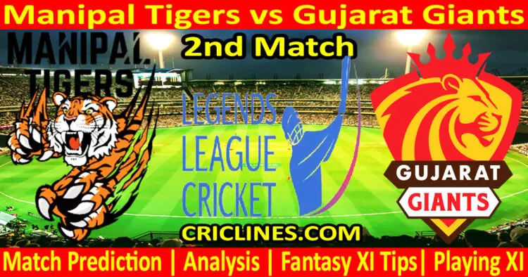Today Match Prediction-Manipal Tigers vs Gujarat Giants-Dream11-Legend League 2023-LLC T20-2nd Match-Who Will Win