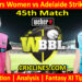 Today Match Prediction-SYSW vs ADSW-WBBL T20 2023-45th Match-Who Will Win