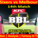 Today Match Prediction-SYS vs MLS-Dream11-BBL T20 2023-24-14th Match-Who Will Win