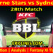 Today Match Prediction-MLS vs SYS-Dream11-BBL T20 2023-24-28th Match-Who Will Win
