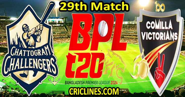 Today Match Prediction-Chattogram Challengers vs Comilla Victorians-Dream11-BPL T20-2024-29th Match-Who Will Win