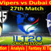 Today Match Prediction-DV vs DC-IL T20 2024-27th Match-Who Will Win