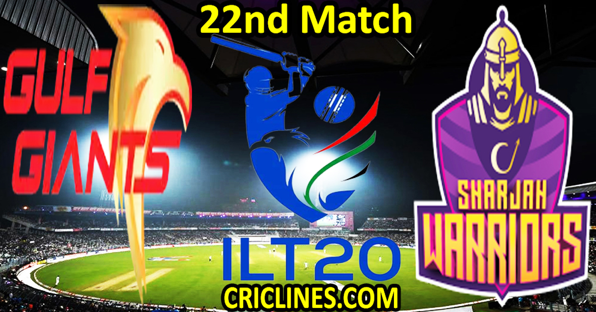 Today Match Prediction-Gulf Giants vs Sharjah Warriors-IL T20 2024-22nd Match-Who Will Win
