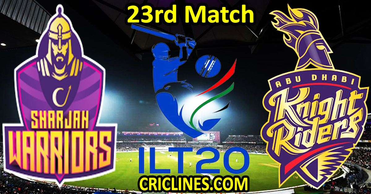 Today Match Prediction-Sharjah Warriors vs Abu Dhabi Knight Riders-IL T20 2024-23rd Match-Who Will Win