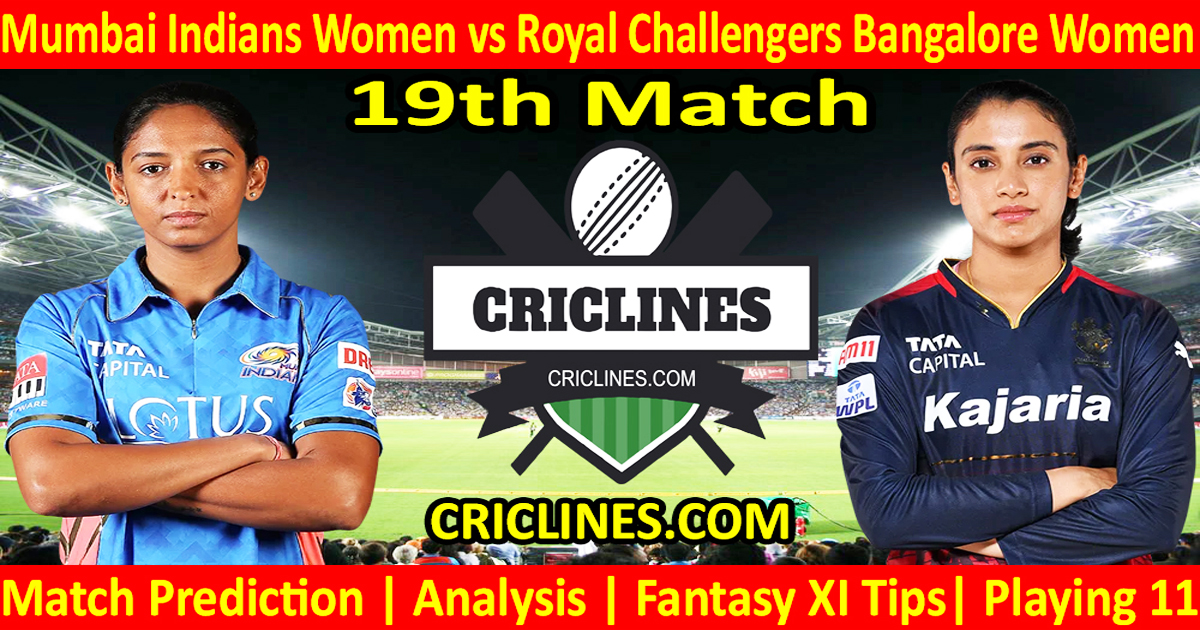 Today Match PredictionMIW vs RCBWWPL T20 202419th MatchDream11Who