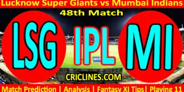 Today Match Prediction-LSG vs MI-IPL Match Today 2024-48th Match-Venue Details-Dream11-Toss Update-Who Will Win